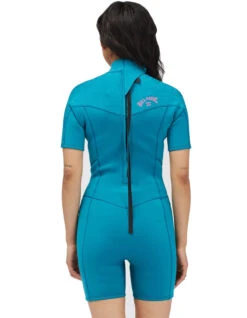 BILLABONG SYNERGY 2/2 SHORT SLEEVE BACK ZIP BLUE LAGOON -Surf Shop billabong synergy 2 2 backzip muta donna blue lagoon 1
