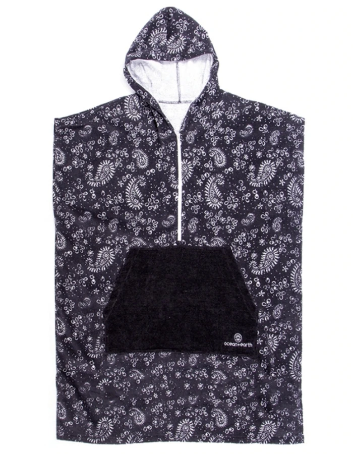 OCEAN & EARTH LADIES HOODED PONCHO ZIP BLACK