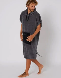 OCEAN & EARTH BREAK PONCHO CHARCOAL -Surf Shop ocean earth poncho in spugna charcoal 1