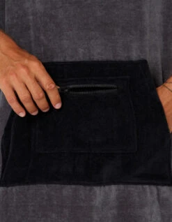 OCEAN & EARTH BREAK PONCHO CHARCOAL -Surf Shop ocean earth poncho in spugna charcoal 3