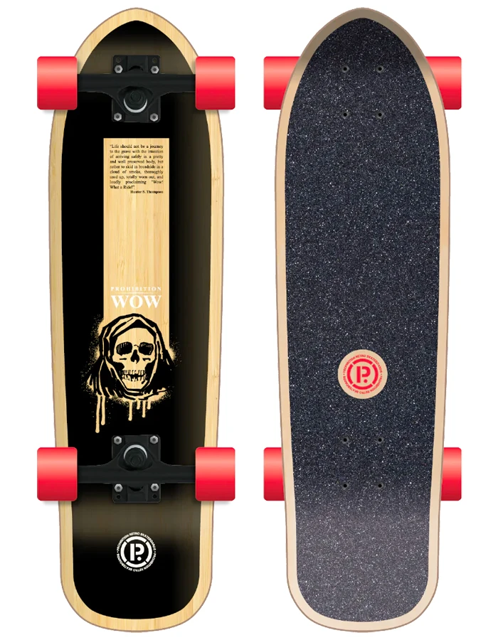 PROHIBITION SKATEBOARD RETRO WOOD 28" WOW 3 PROHIBITION SKATEBOARD RETRO WOOD 28" WOW