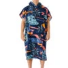 RIP CURL COMBO PRINT HOODED TOWEL BLACK BLUE 2 RIP CURL COMBO PRINT HOODED TOWEL BLACK BLUE -Surf Shop rip curl combo print poncho in spugna black blue 3