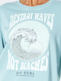 RIP CURL DESTROY WAVES CREW FLEECE -Surf Shop rip curl destroy waves felpa girocollo