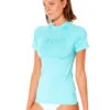 RIP CURL GOLDEN RAYS SHORT SLEEVE UV TEE LIGHT AQUA -Surf Shop rip curl lycra golden rays light aqua 1