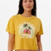 RIP CURL SUNNY PARADISE SHORT SLEEVE CROP TEE 2 RIP CURL SUNNY PARADISE SHORT SLEEVE CROP TEE -Surf Shop rip curl sunny paradise crop t shirt donna