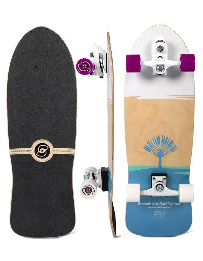 SMOOTHSTAR 31" JOHANNE DEFAY TEAL WHITE SURFSKATE COMPLETE 3 SMOOTHSTAR 31" JOHANNE DEFAY TEAL WHITE SURFSKATE COMPLETE