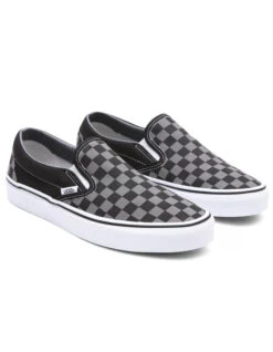 VANS CHECKERBOARD CLASSIC SLIP-ON SHOES BLACK PEWTER -Surf Shop vans scarpe classic slip on black pewter checkerboard