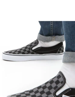 VANS CHECKERBOARD CLASSIC SLIP-ON SHOES BLACK PEWTER -Surf Shop vans scarpe classic slip on black pewter checkerboard 2