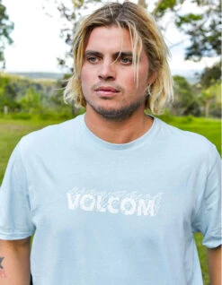 VOLCOM FIREFIGHT SHORT SLEEVE TEE MISTY BLUE 18 VOLCOM FIREFIGHT SHORT SLEEVE TEE MISTY BLUE -Surf Shop volcom firefight t shirt misty blue 3