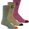 VOLCOM FULL STONE SOCKS WHITE 3 PACK AGAVE -Surf Shop volcom full stone calzini pacco da 3 agave