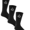 VOLCOM FULL STONE SOCKS BLACK 3 PACK -Surf Shop volcom full stone calzini pacco da 3 black